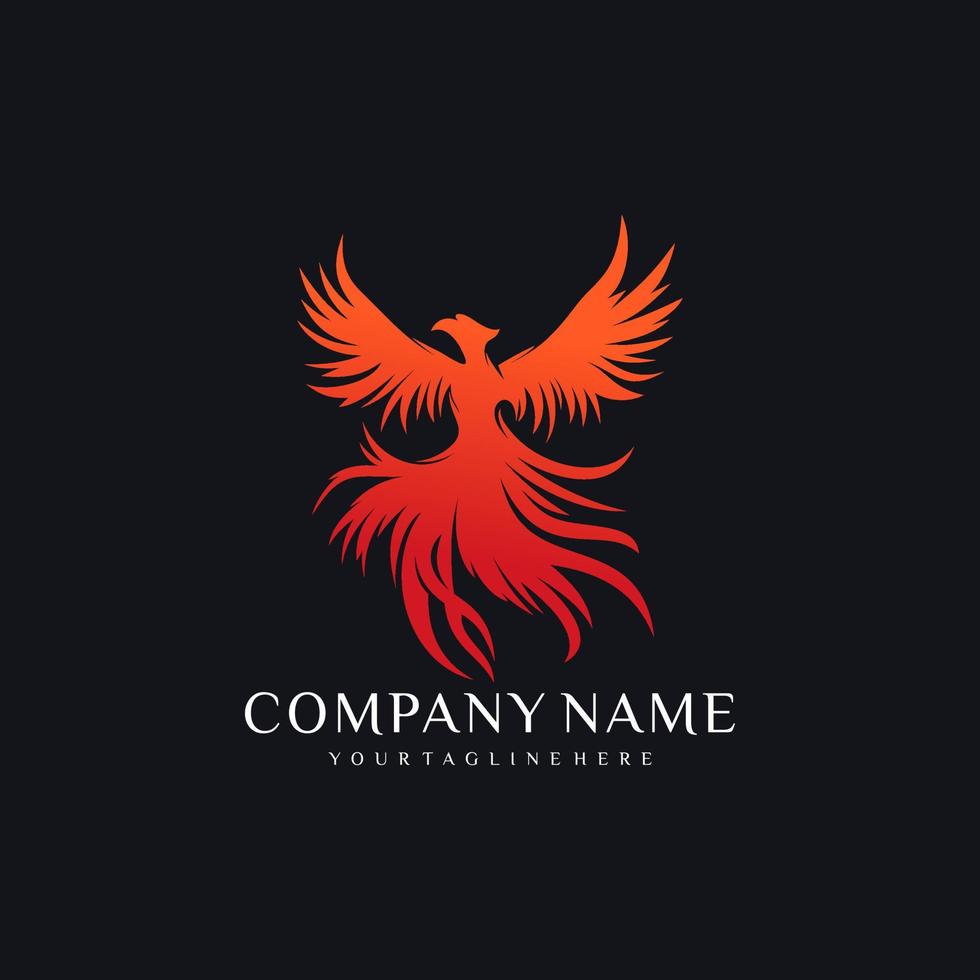 Fire Phoenix logo design template vector