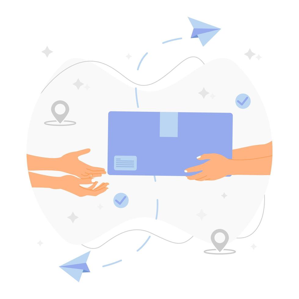 Hands holding package box illustration vector