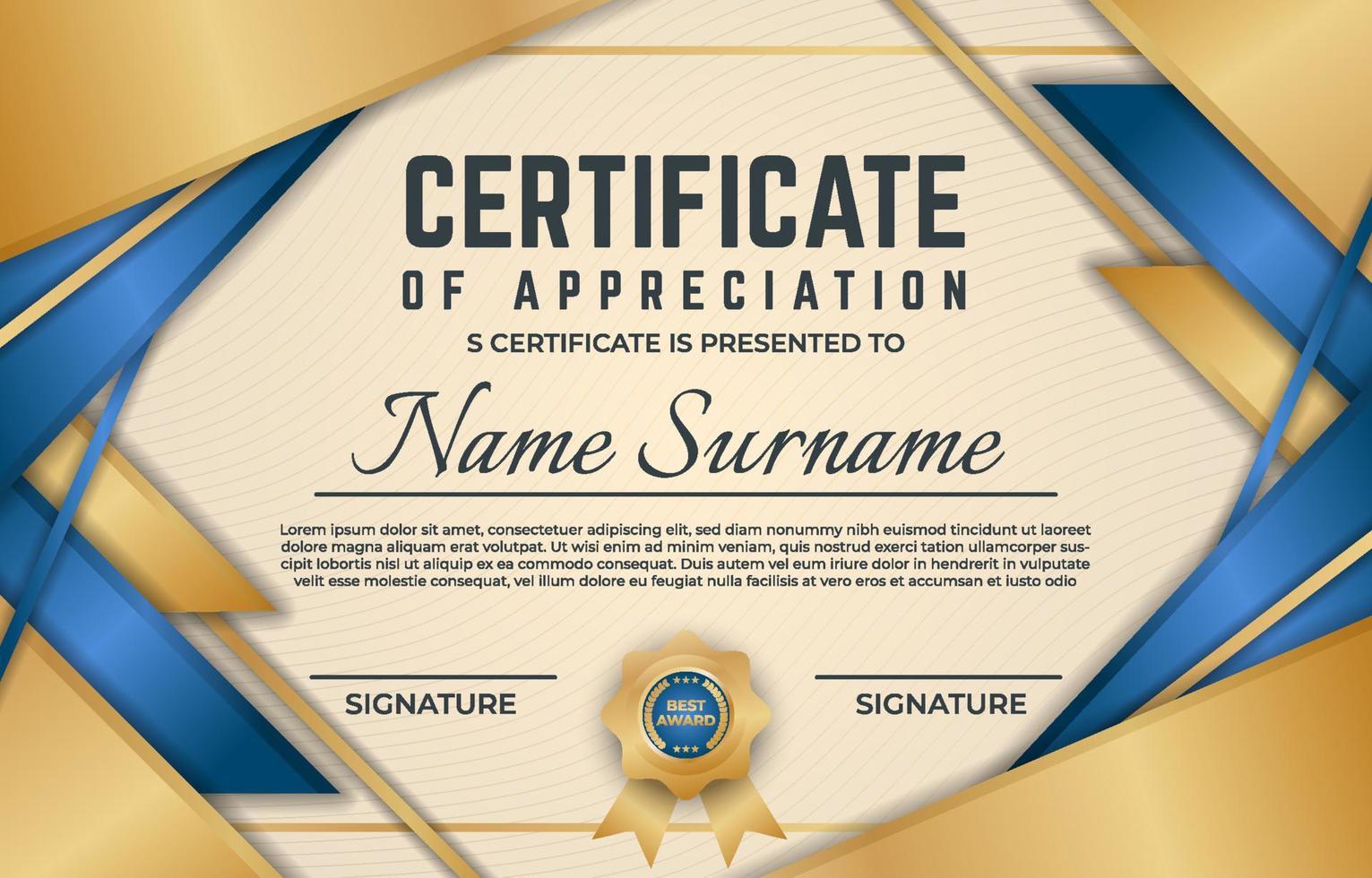 Certificate of Appreciation Background vector