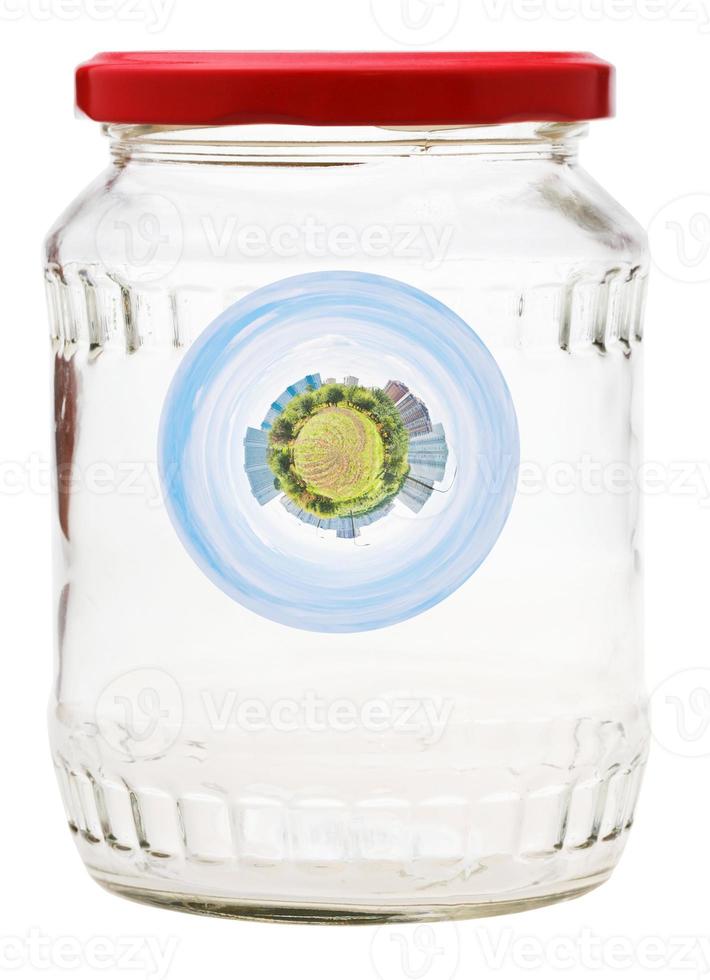 garden planet preserved in closed glass jar photo