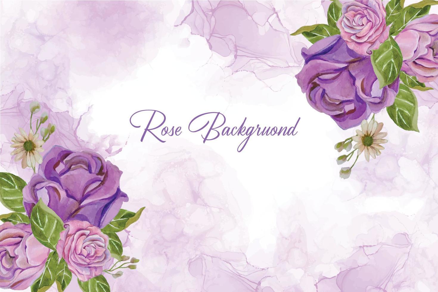 watercolor rose flower background frame vector