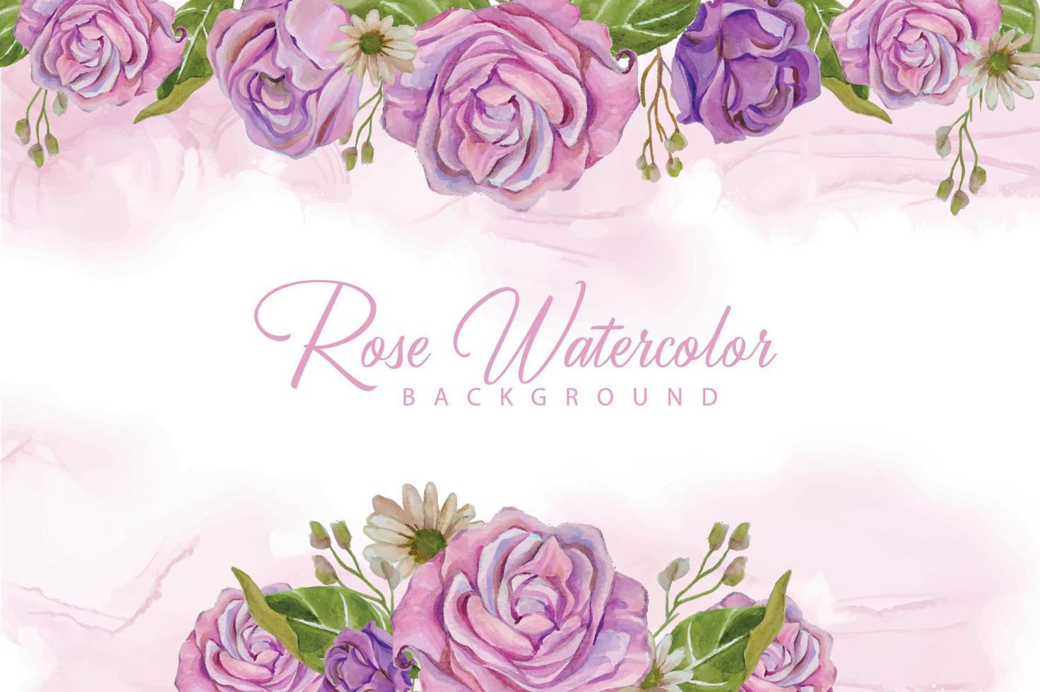 watercolor rose flower background frame vector