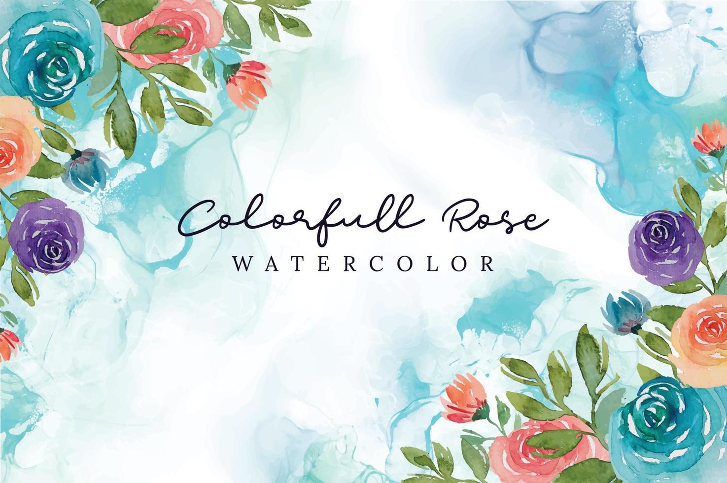 watercolor flower frame background vector