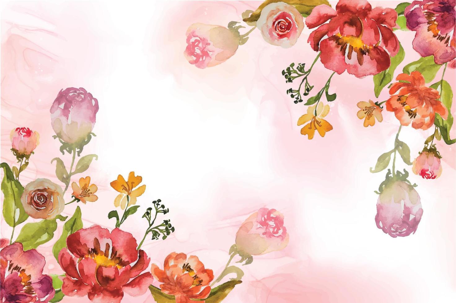 watercolor flower frame background vector