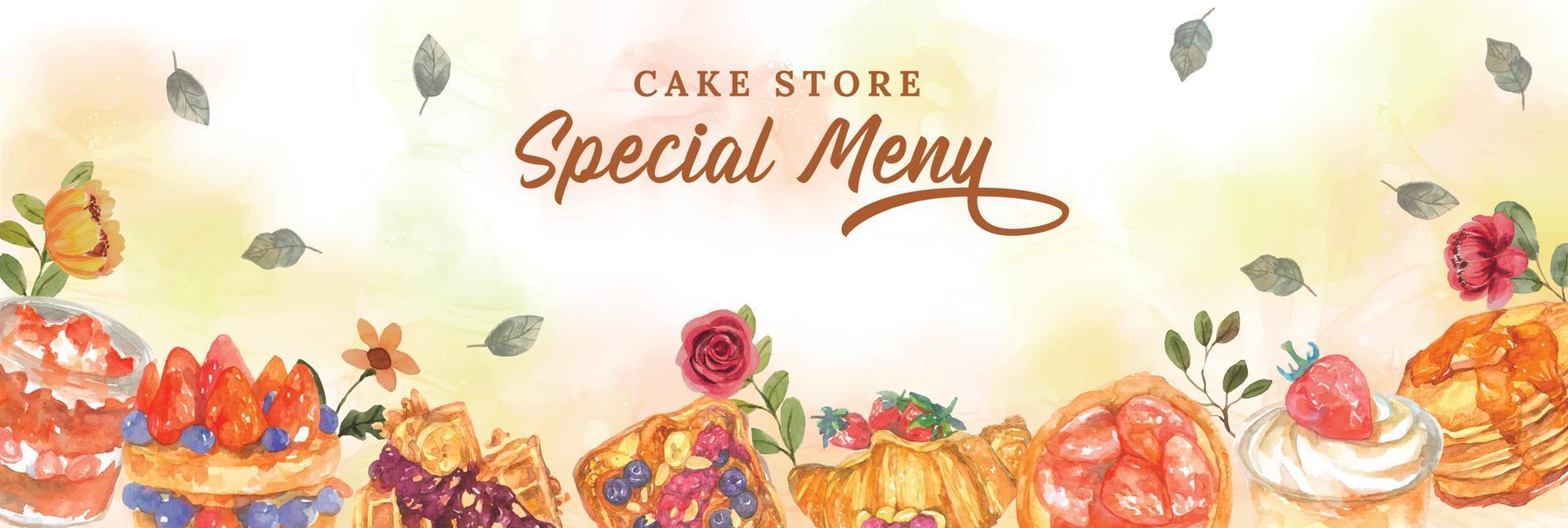 banner watercolor cake template vector