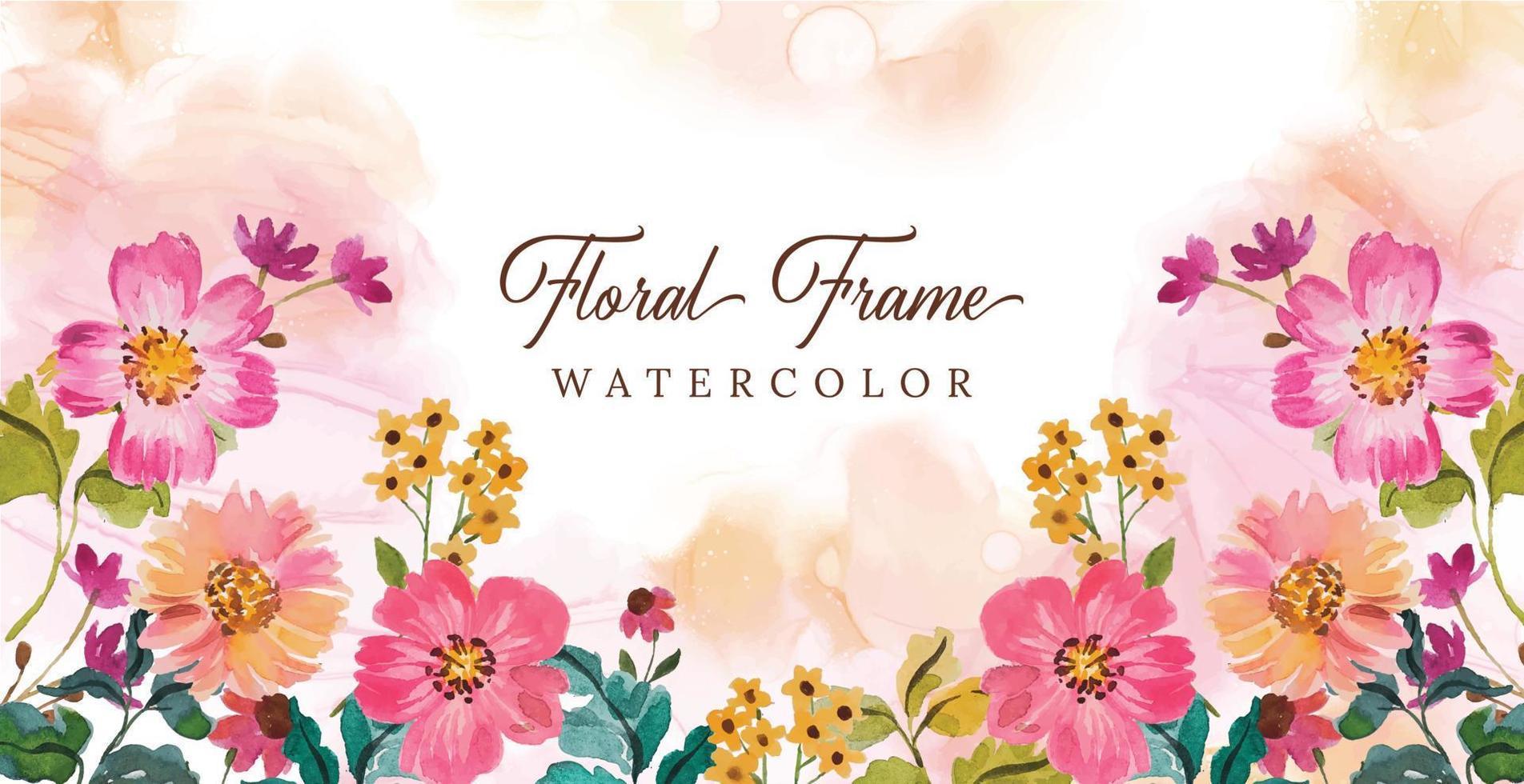 watercolor flower frame background vector