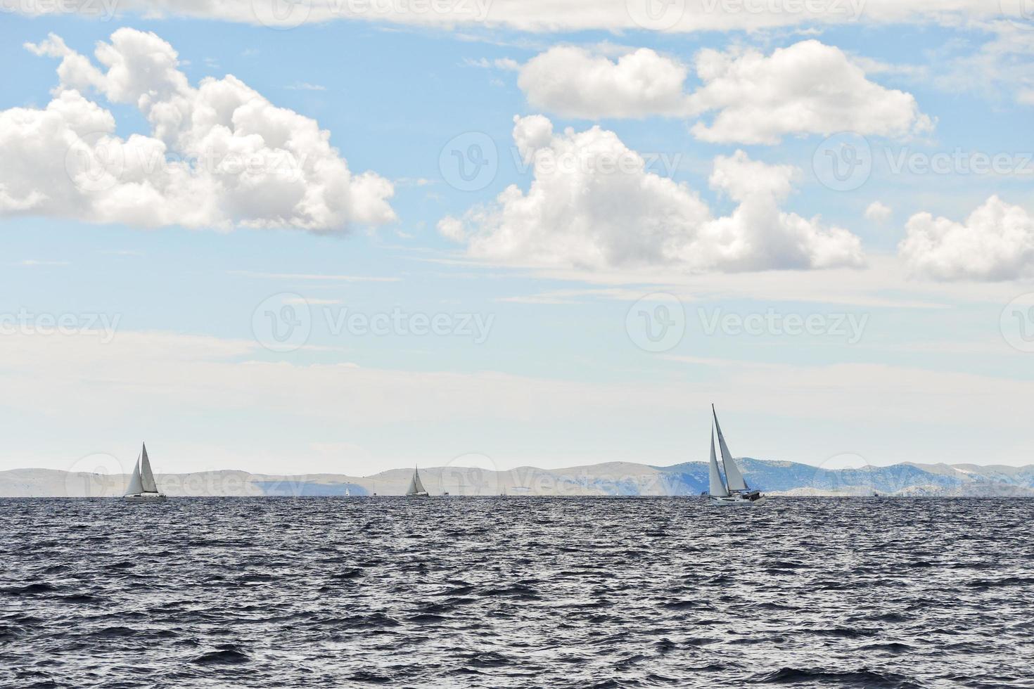 boat is at adriatic in windy weather photo