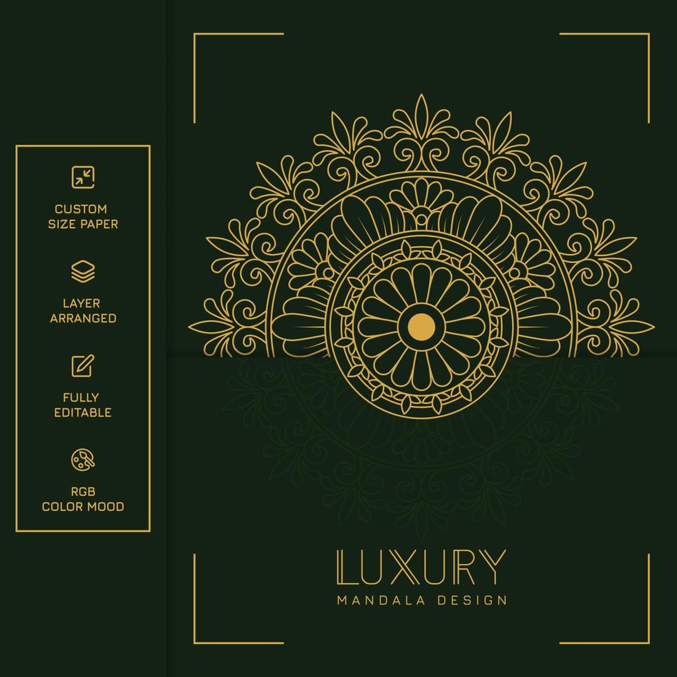 fondo adornado de mandala de oro de lujo para invitación de boda, portada de libro. arabesco islámico fondo pro vector. vector de patrón de ornamento redondo de mandala étnico. diseño de mandala decorativo.