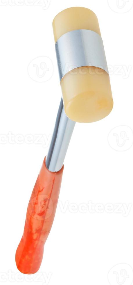 Soft-faced rubber Hammer isolated on white photo