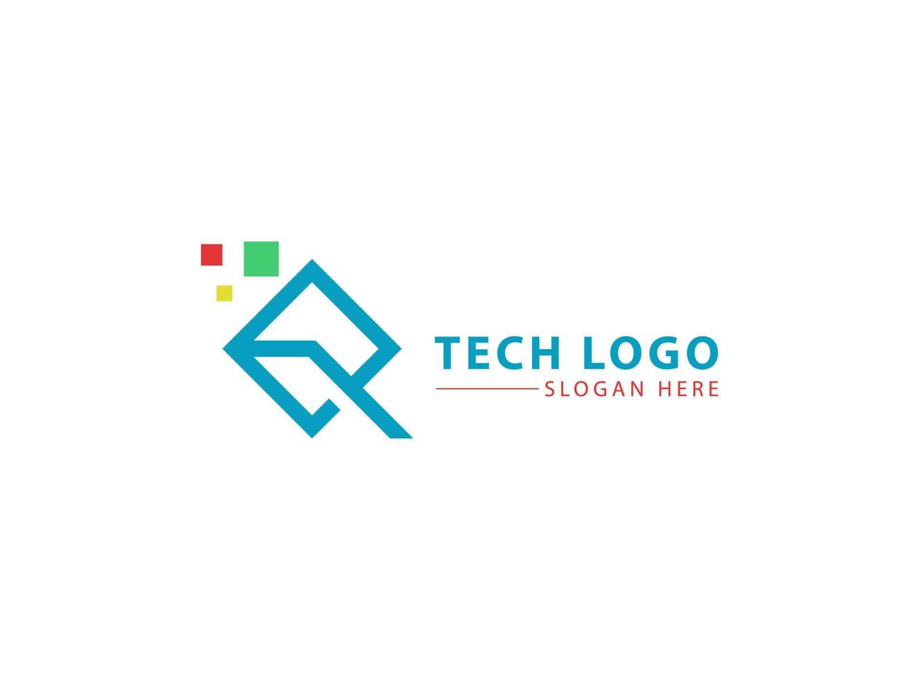 Simple letter Q tech logo design template. vector