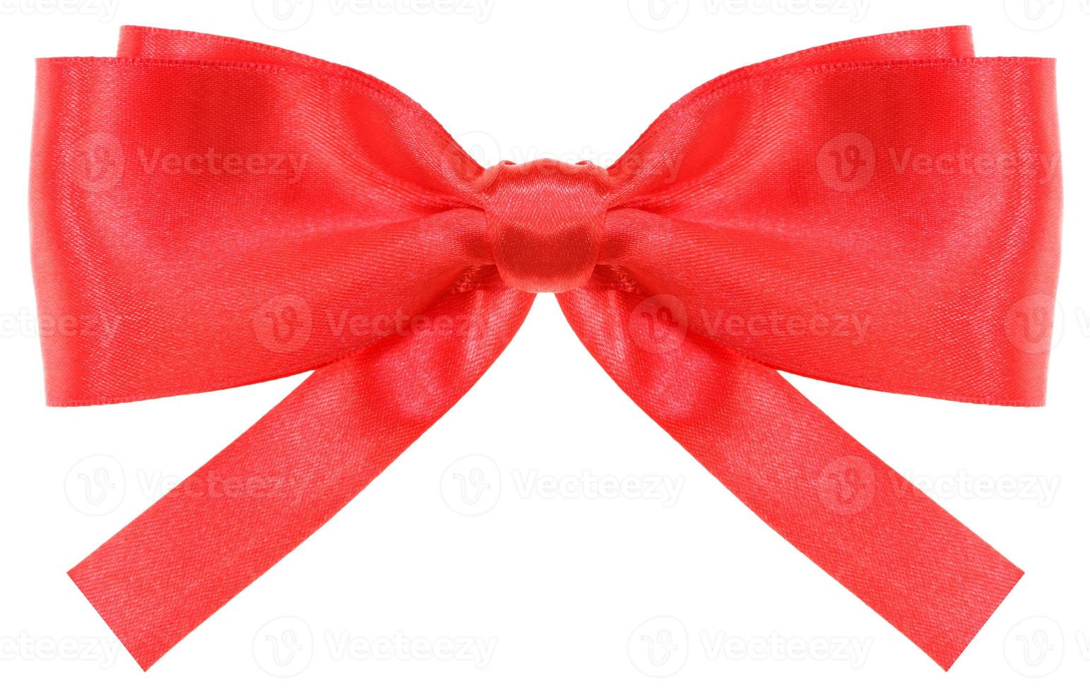 symmetrical silk red ribbon bow with square ends photo