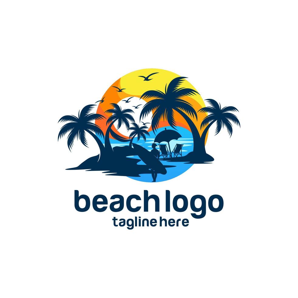 Beach logo design vector template