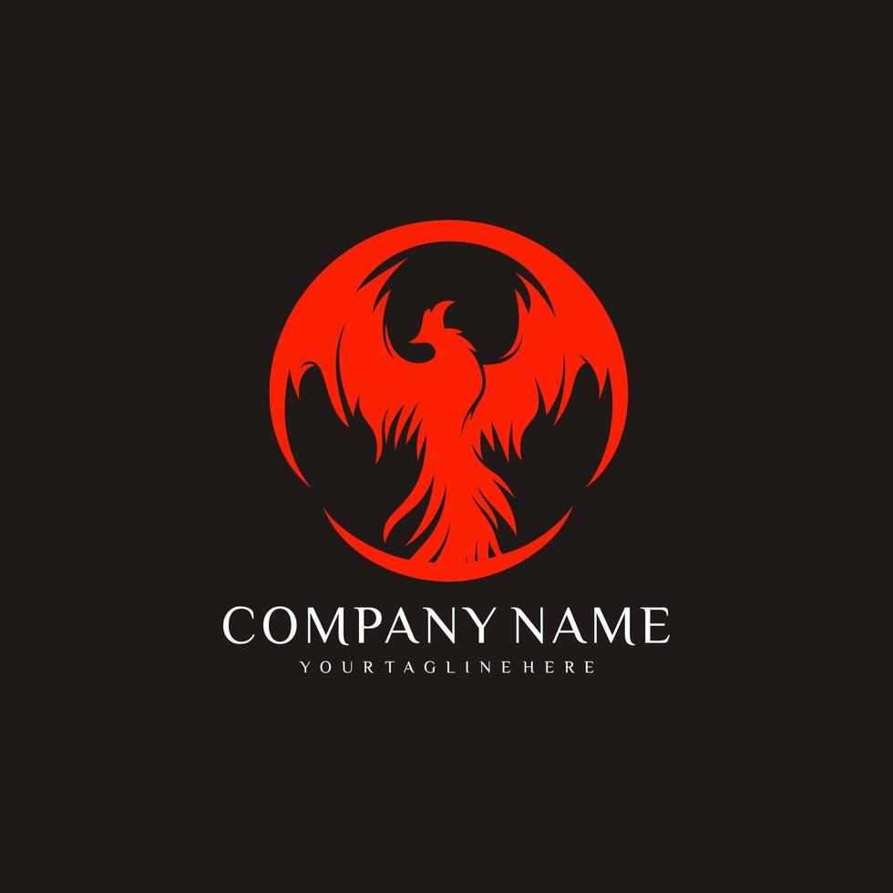 Fire Phoenix logo design template vector