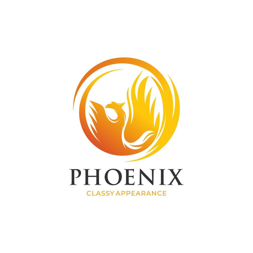 Fire Phoenix logo design template vector