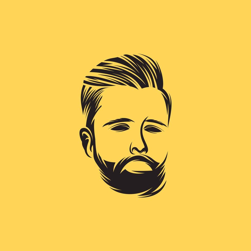 Ilustración de vector de diseño de logotipo de hombre de barba