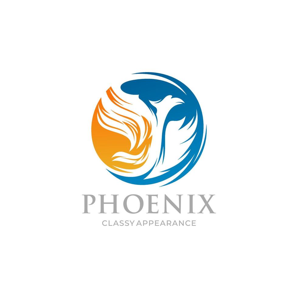 Fire Phoenix logo design template vector