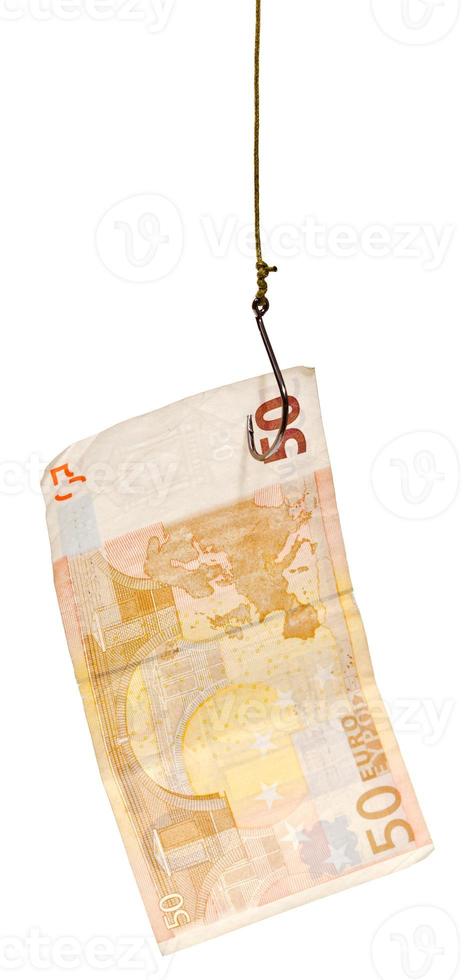 fishing with 50 euro banknote lure on fishhook photo