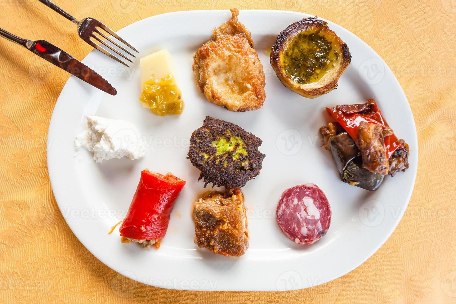 plate with various local sicilian appetizers photo