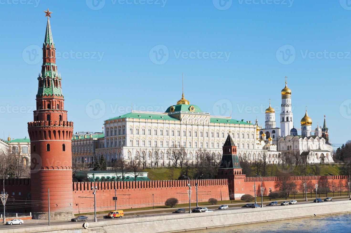 Kremlin wall, towers, palace, cathedrals in Moscow photo