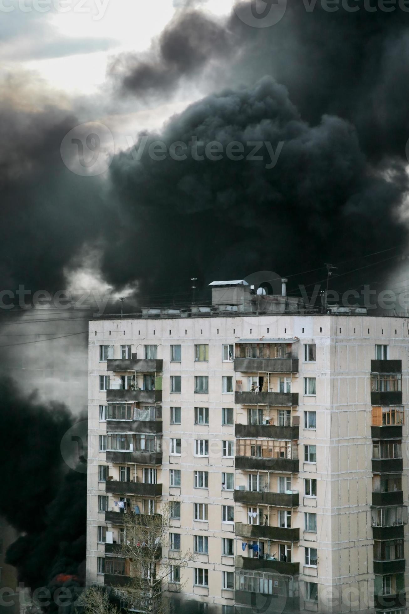 fire in town 11850269 Stock Photo at Vecteezy