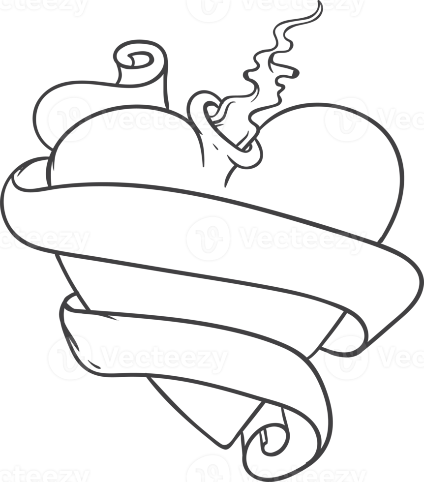 sacred heart handdrawn outline png