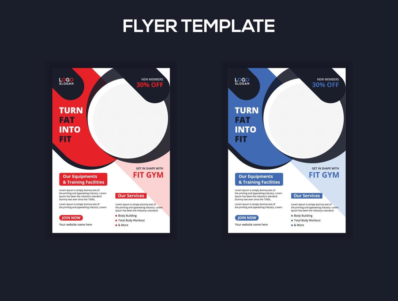 Gym and fitness brochure template vector