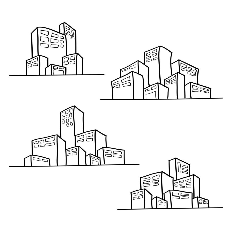 ilustración de paisaje urbano dibujado a mano en estilo garabato vector