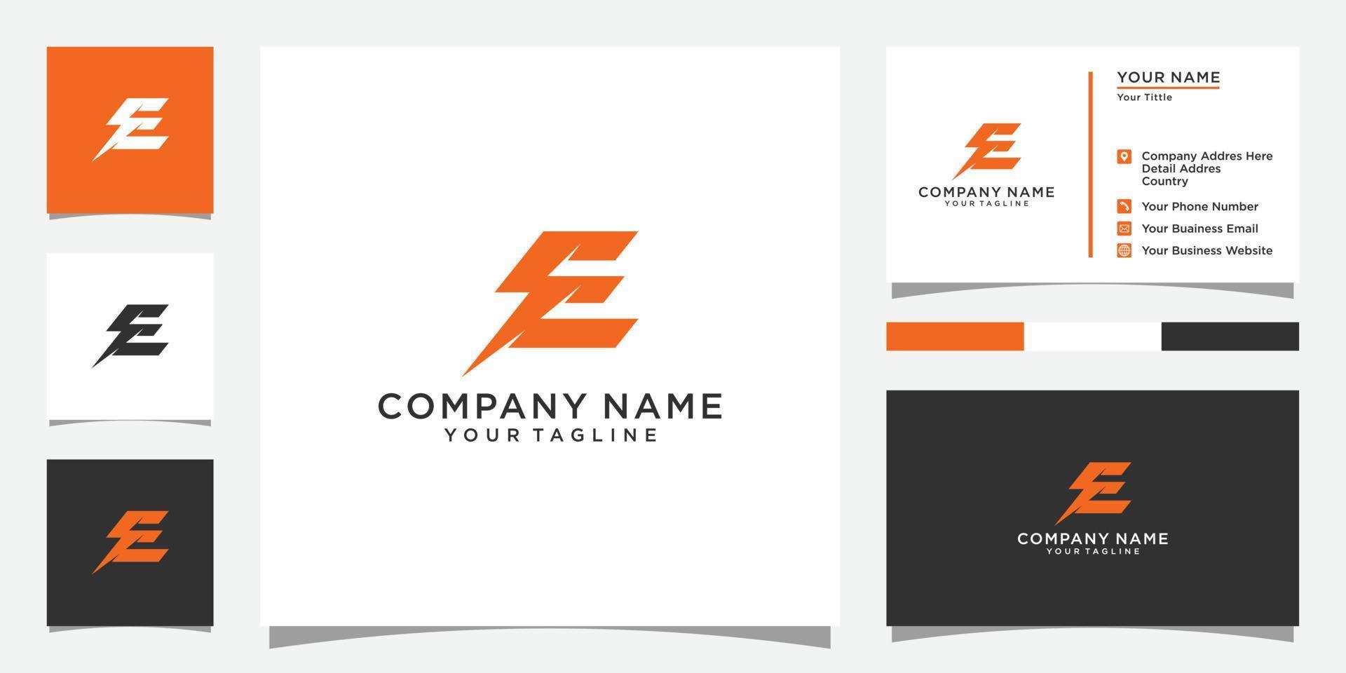 Initial letter E with lightning bolt logo vector design