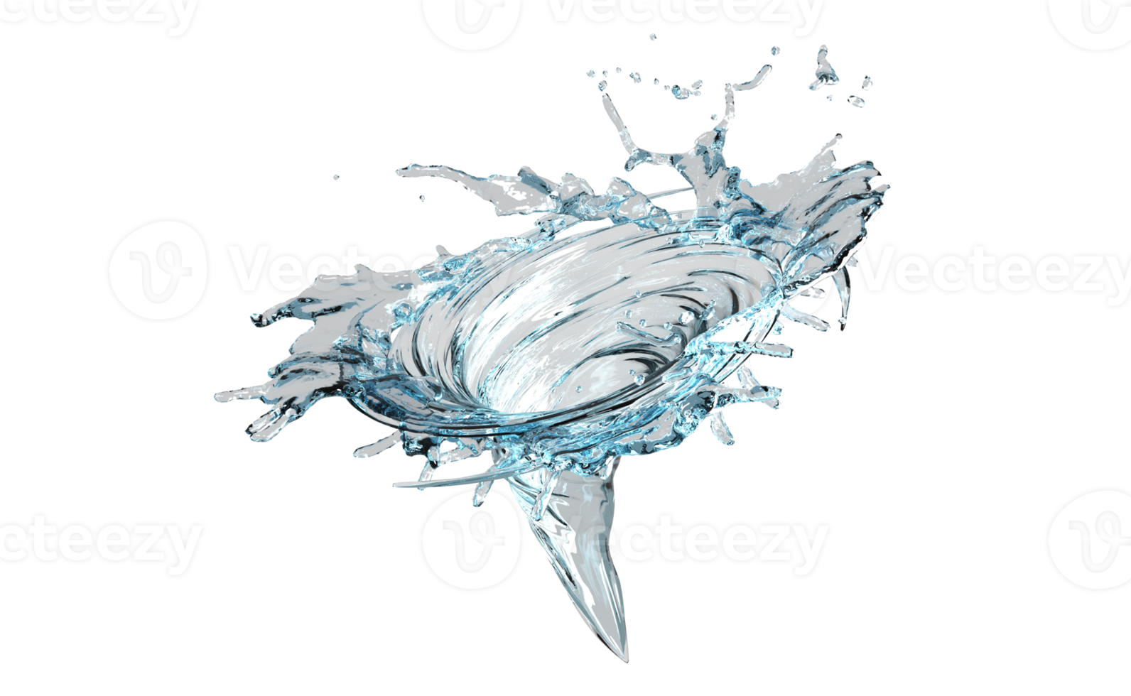 3d bubbelpool klar blå vatten spridd runt om, vatten stänk transparent. 3d framställa illustration png