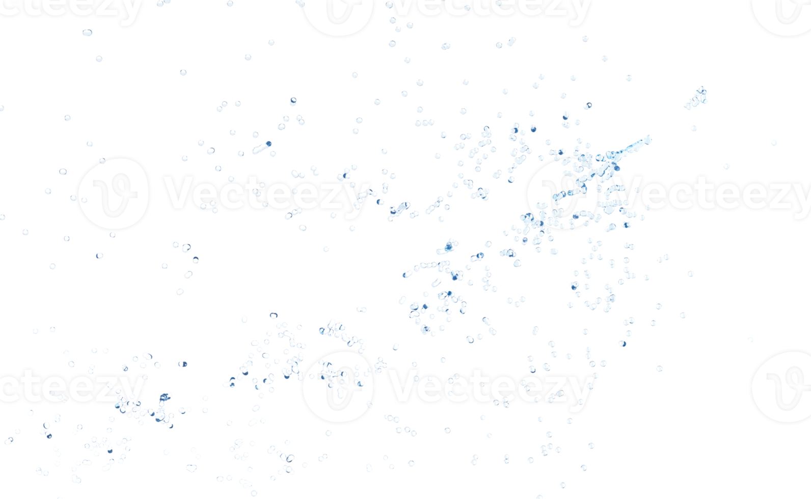 3D-Wasserspritzer transparentes, klares blaues Wasser verstreut auf weißem Hintergrund. 3D-Darstellung png