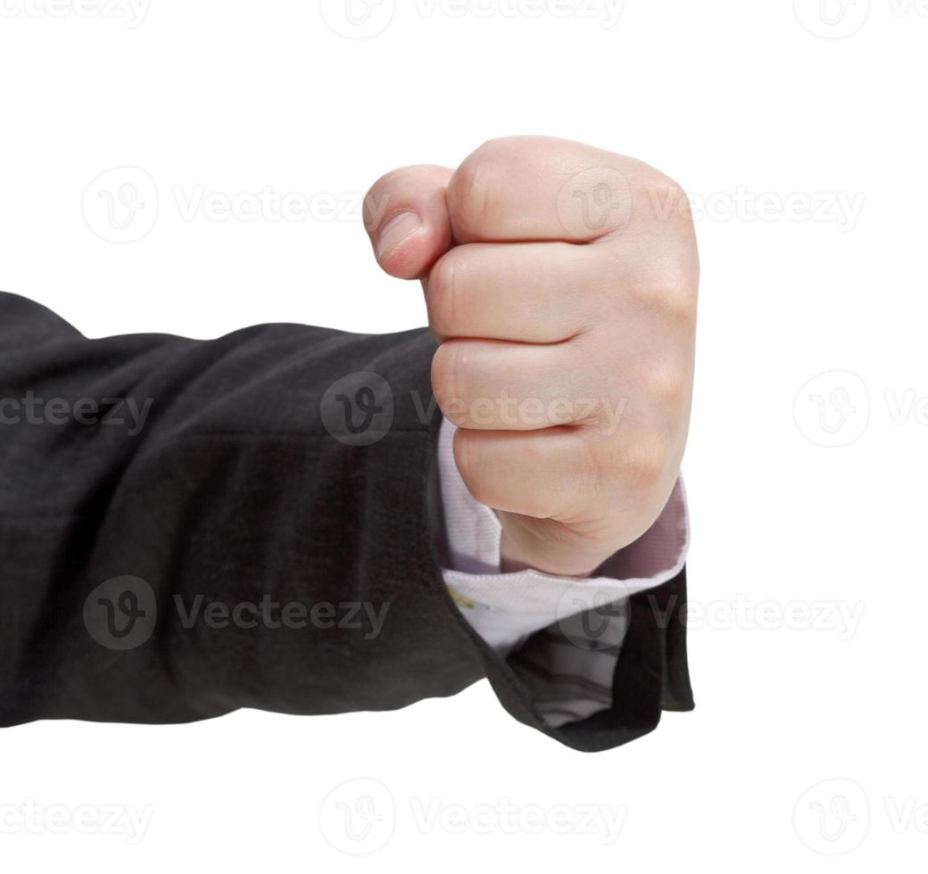 front view of clenched fist - hand gesture photo