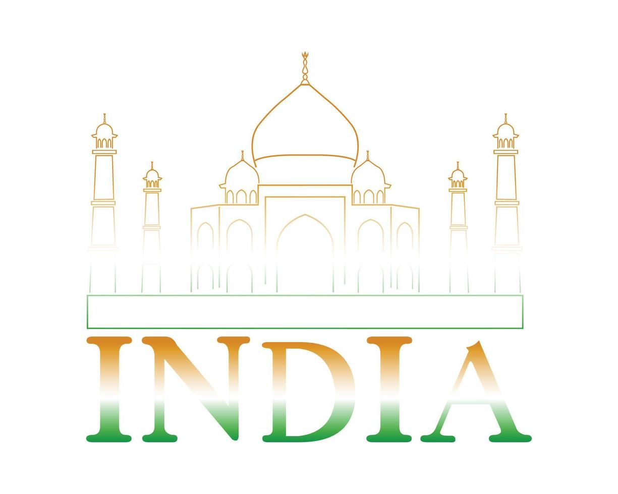 India logo with Taj Mahal vector illustration