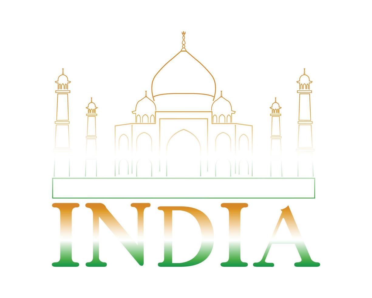 logotipo de india con ilustración de vector de taj mahal