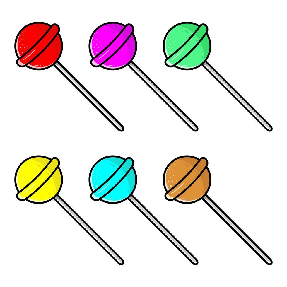 ilustración de caramelos de piruleta en estilo plano vector