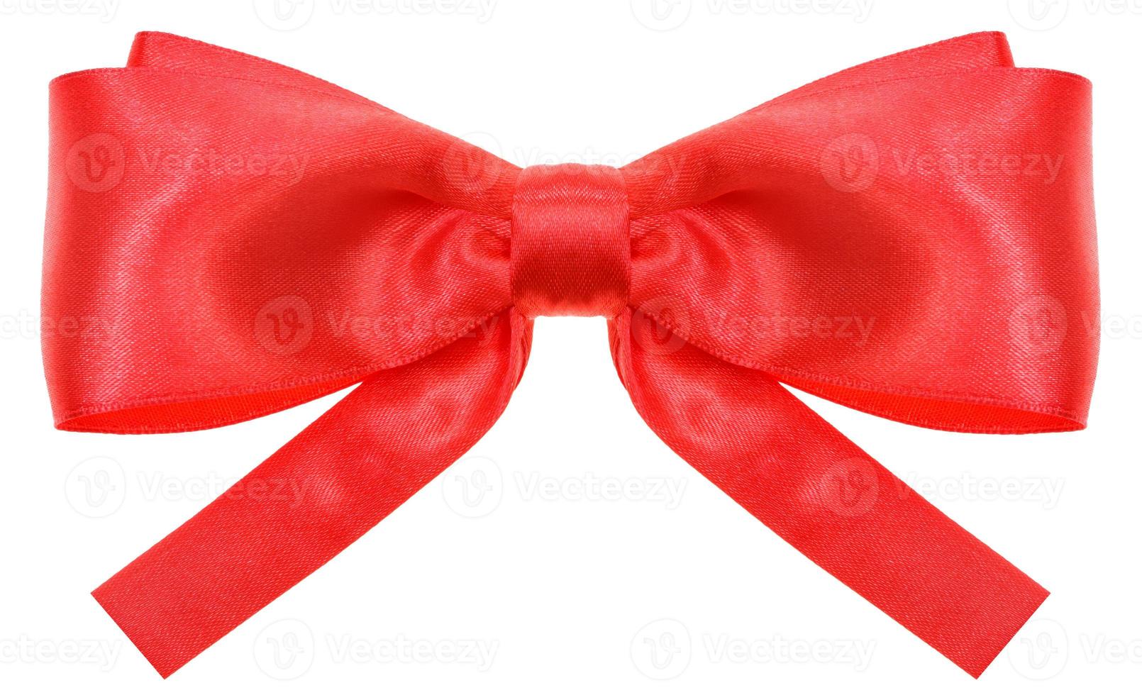 symmetric red ribbon bow with square cut ends photo