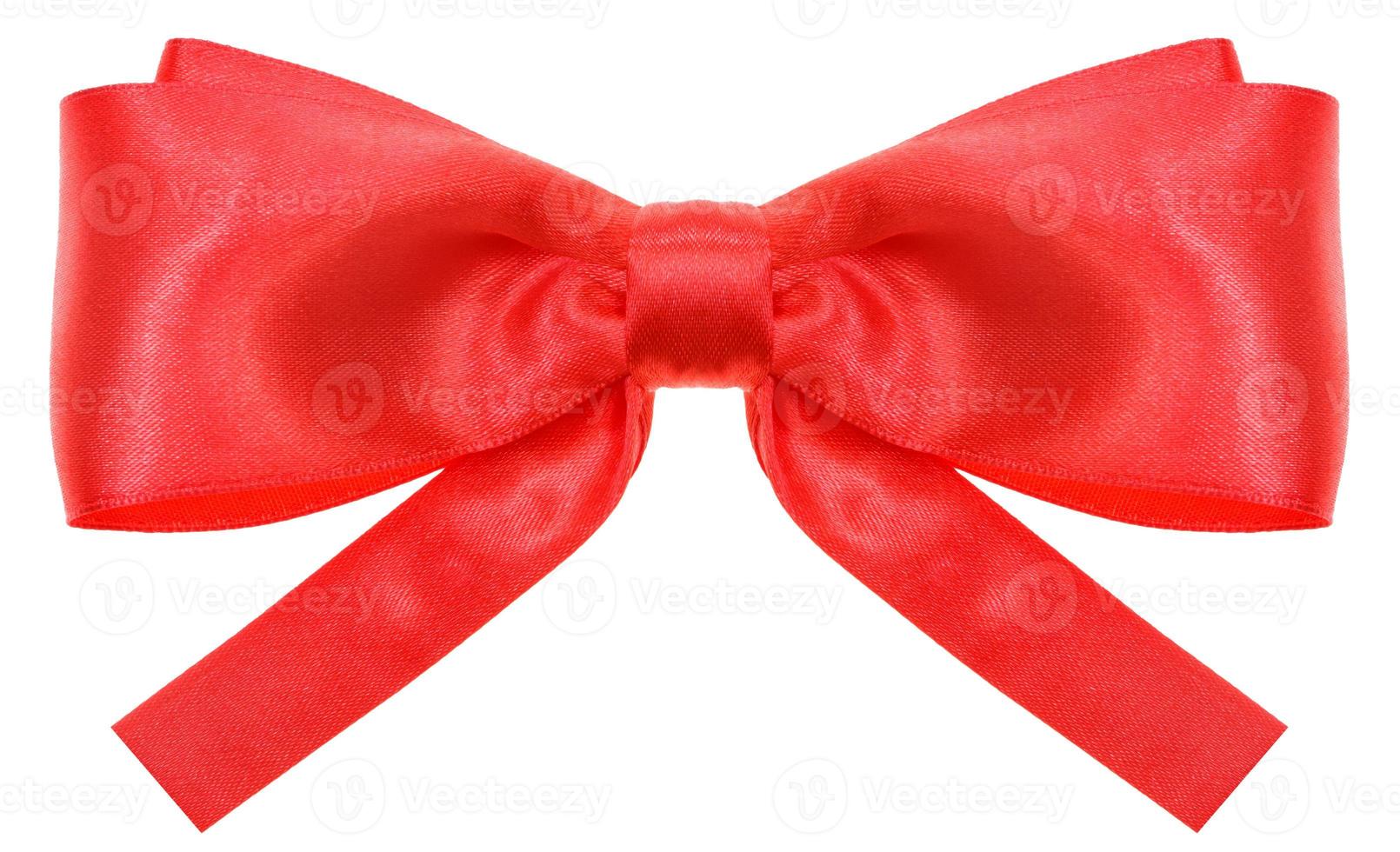 symmetric red ribbon bow with square cut ends photo