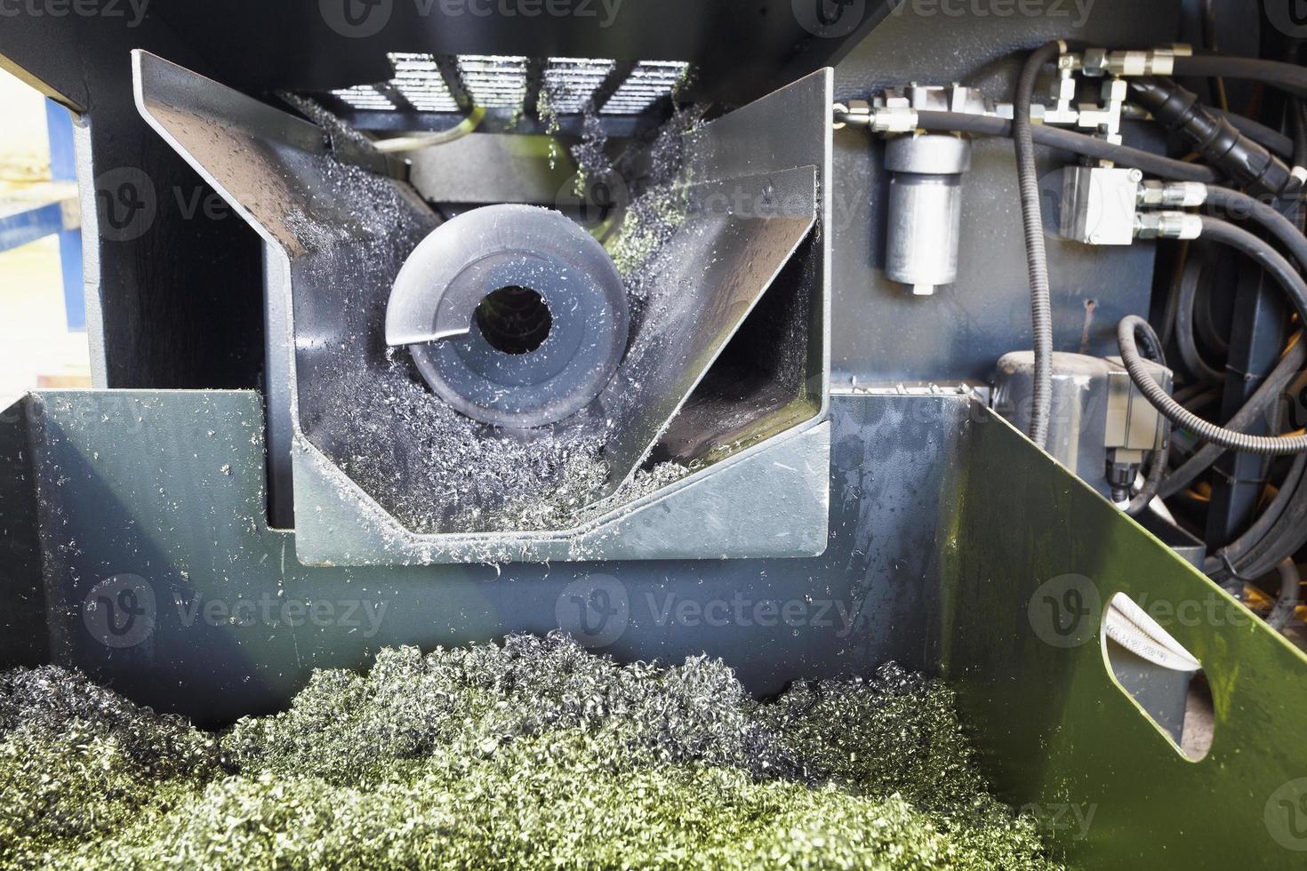 auger and metal turnings from lathe machine photo