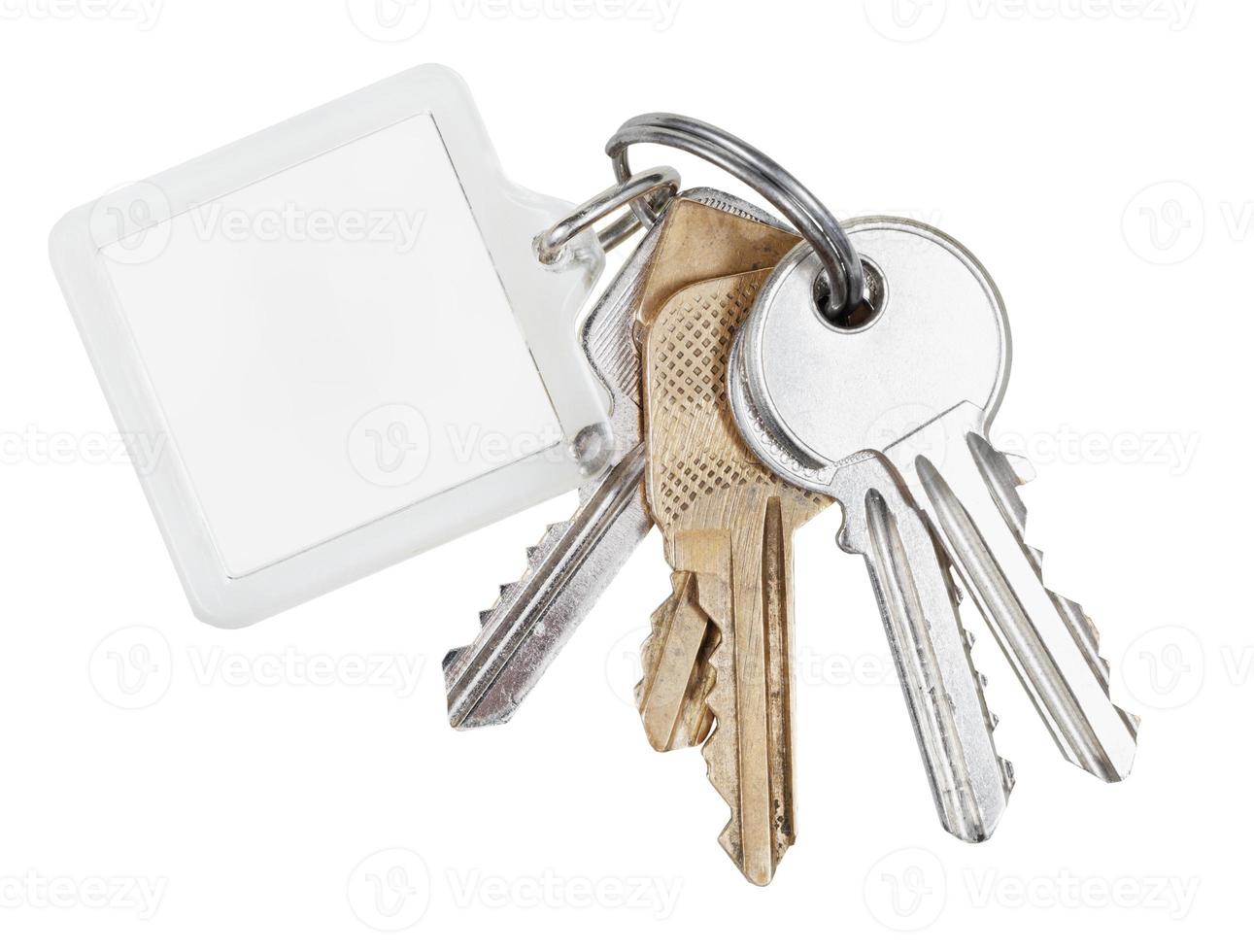 several door keys on ring and keychain photo