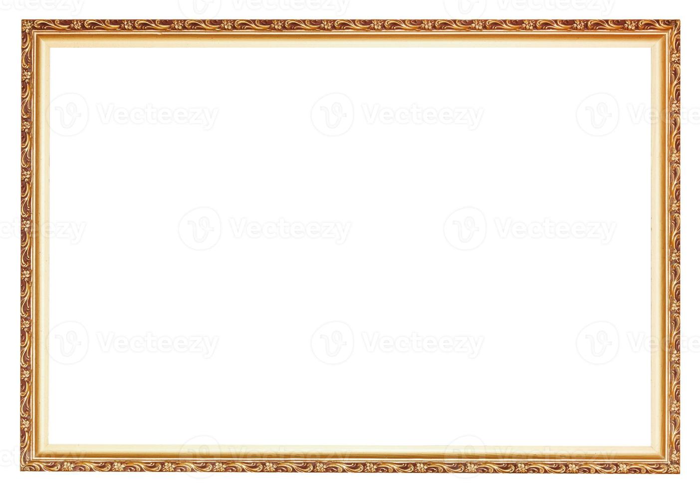 narrow carved ancient gold wooden picture frame photo