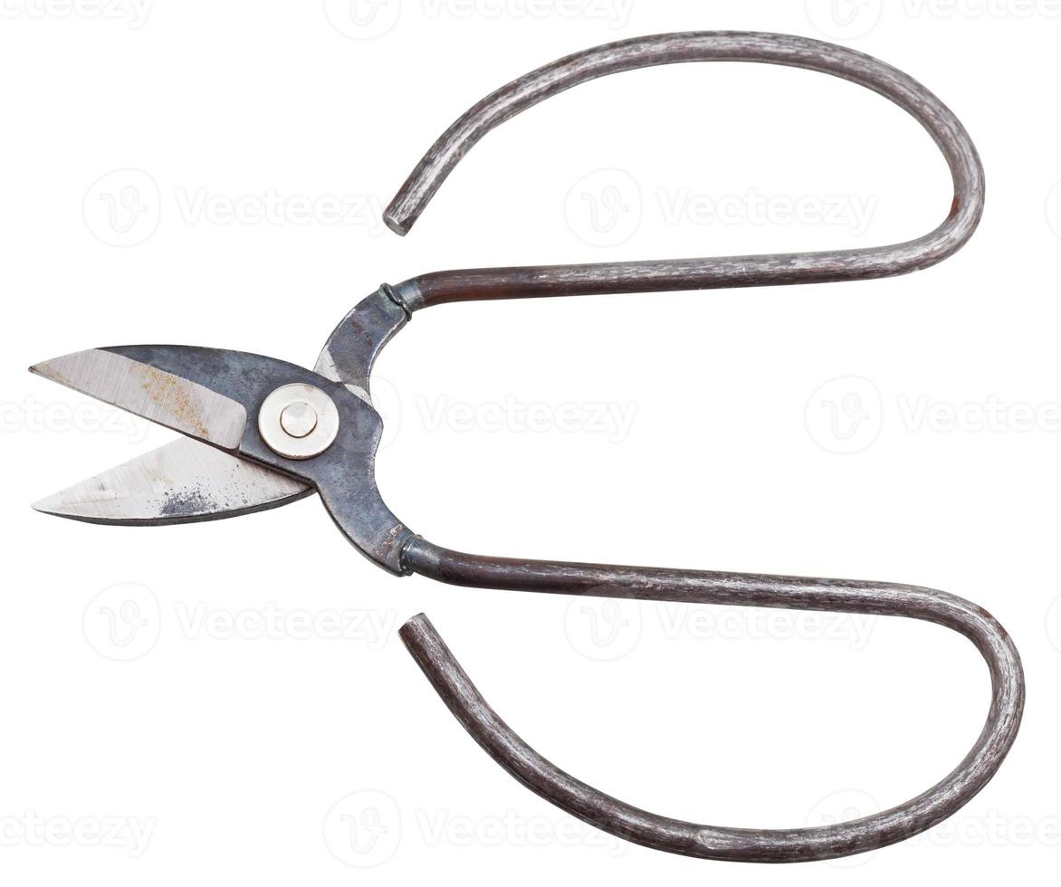 open retro sewing scissors isolated on white photo