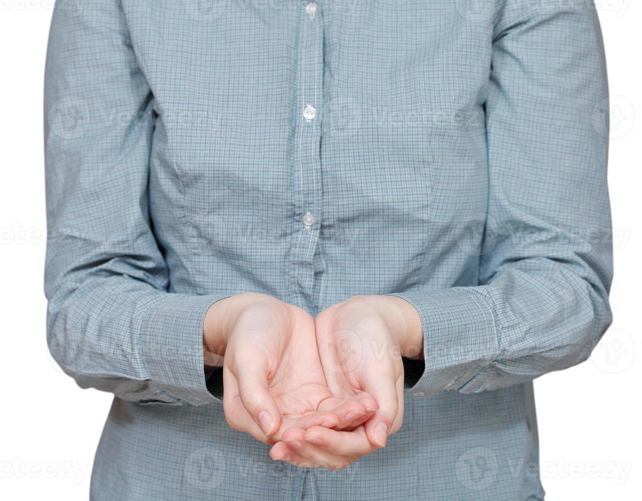 front view of two hollow palms - hand gesture photo