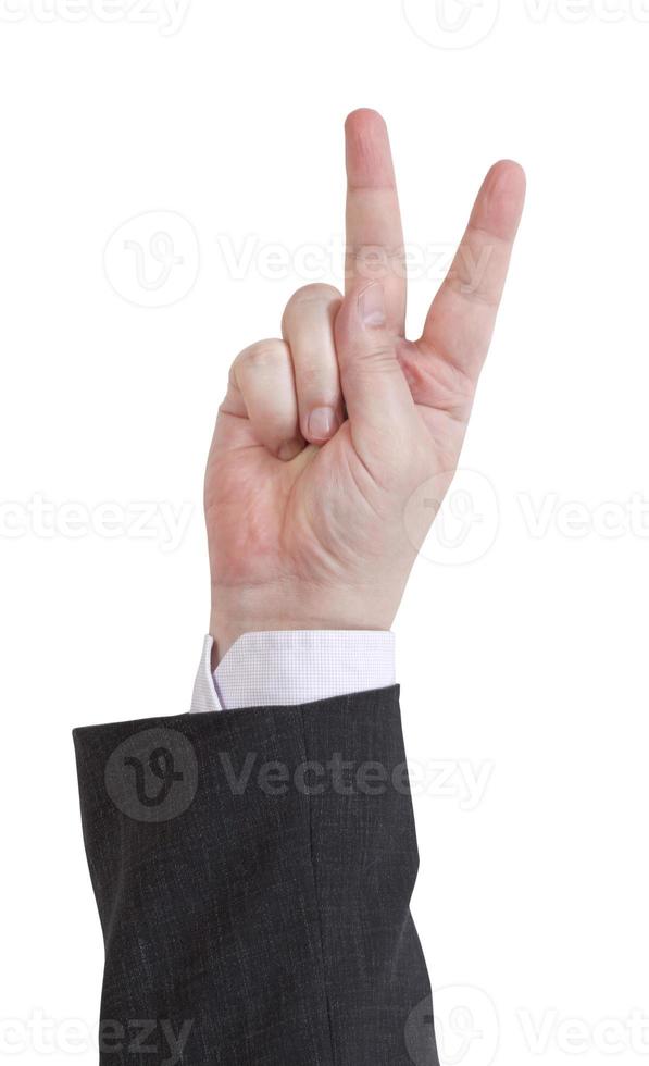 two fingers counting - hand gesture photo