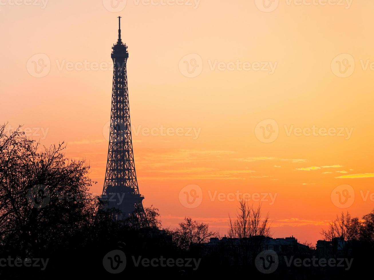 eiffel tower in Paris on sunset photo