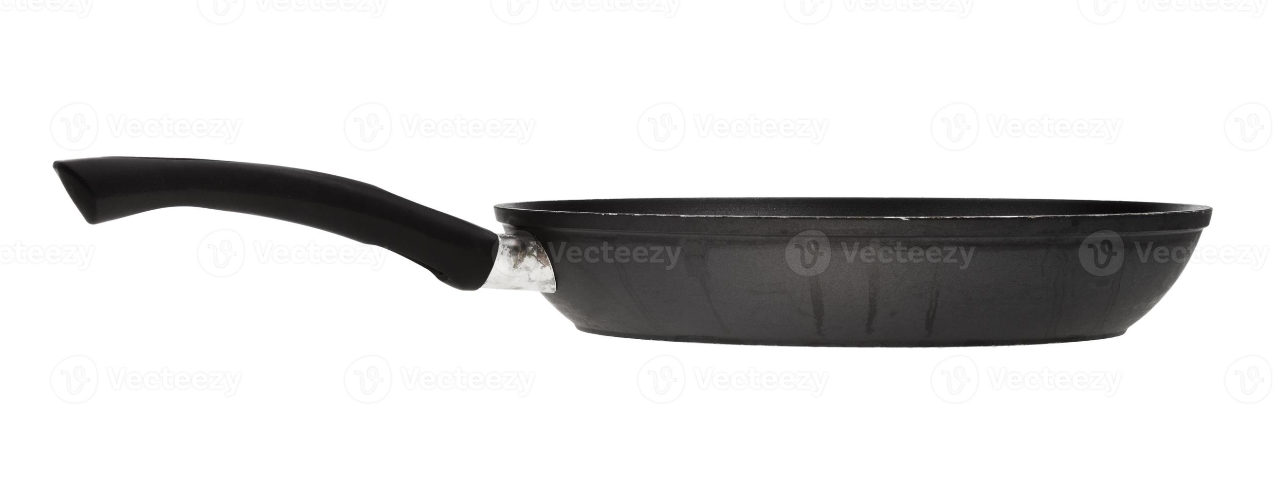 side view of big black frying pan photo