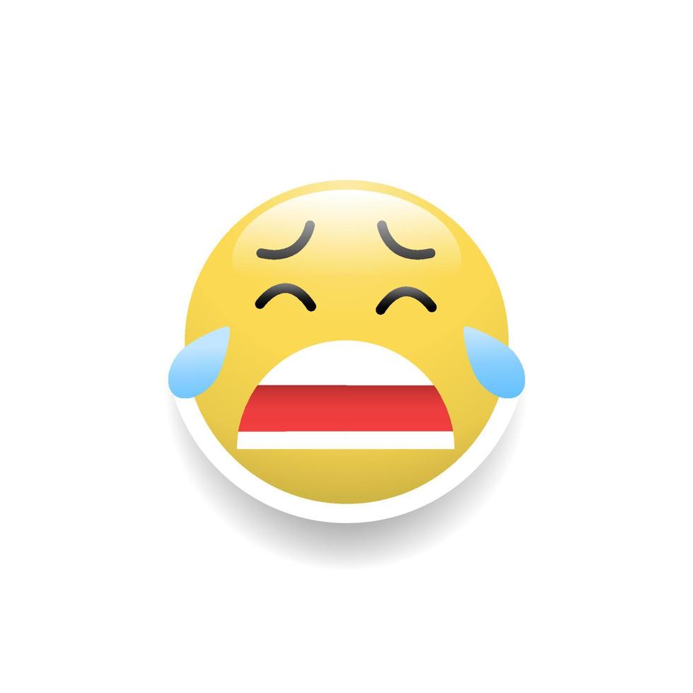 Crying face emoticon, Vector and Illustration.