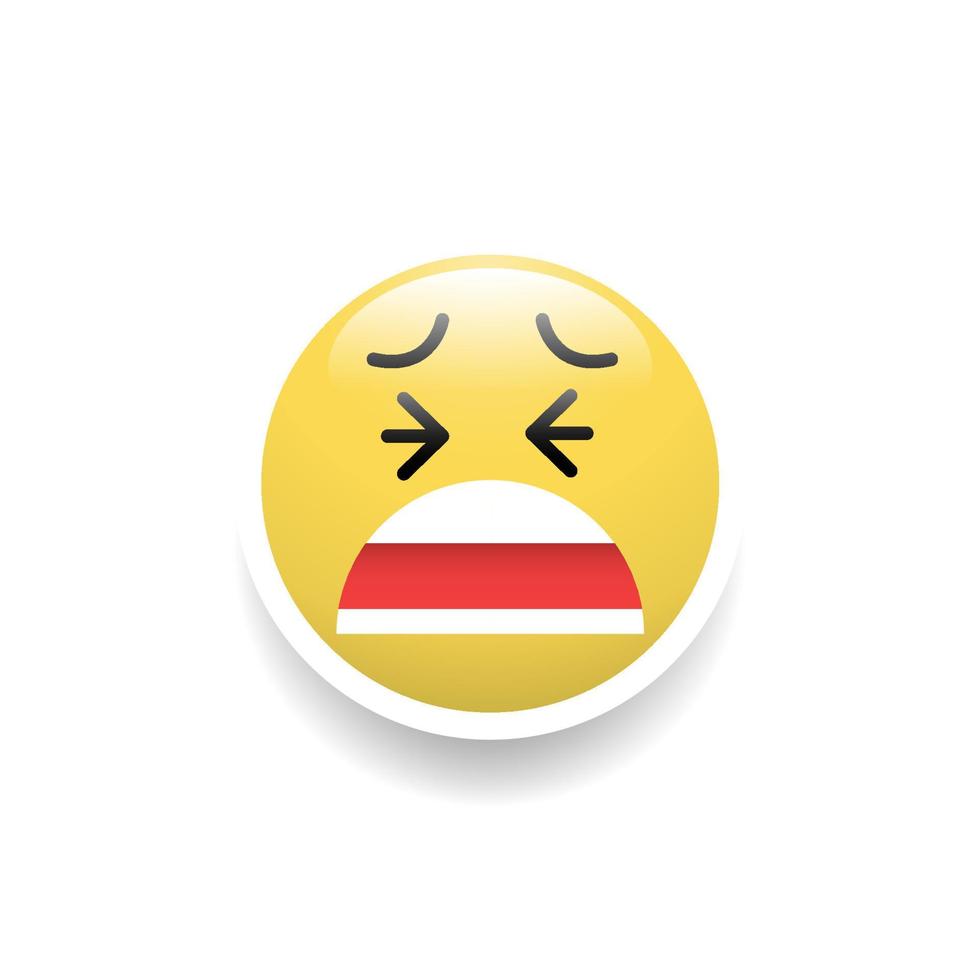 Painful face emoticon, Vector and Illustration.