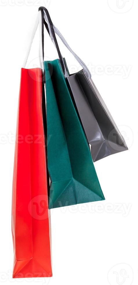 tres bolsas de papel aisladas foto