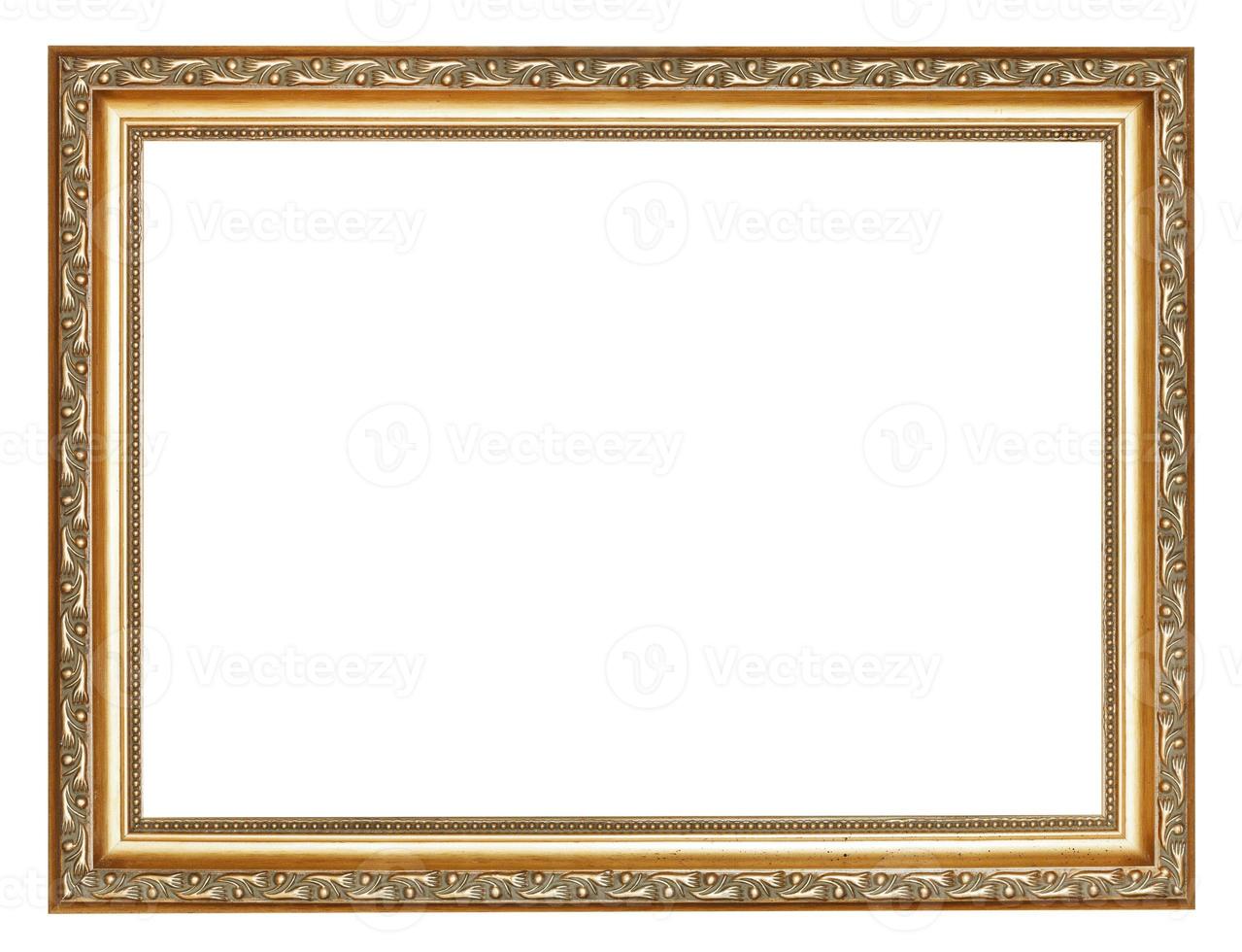 wide carved ancient gold wooden picture frame photo