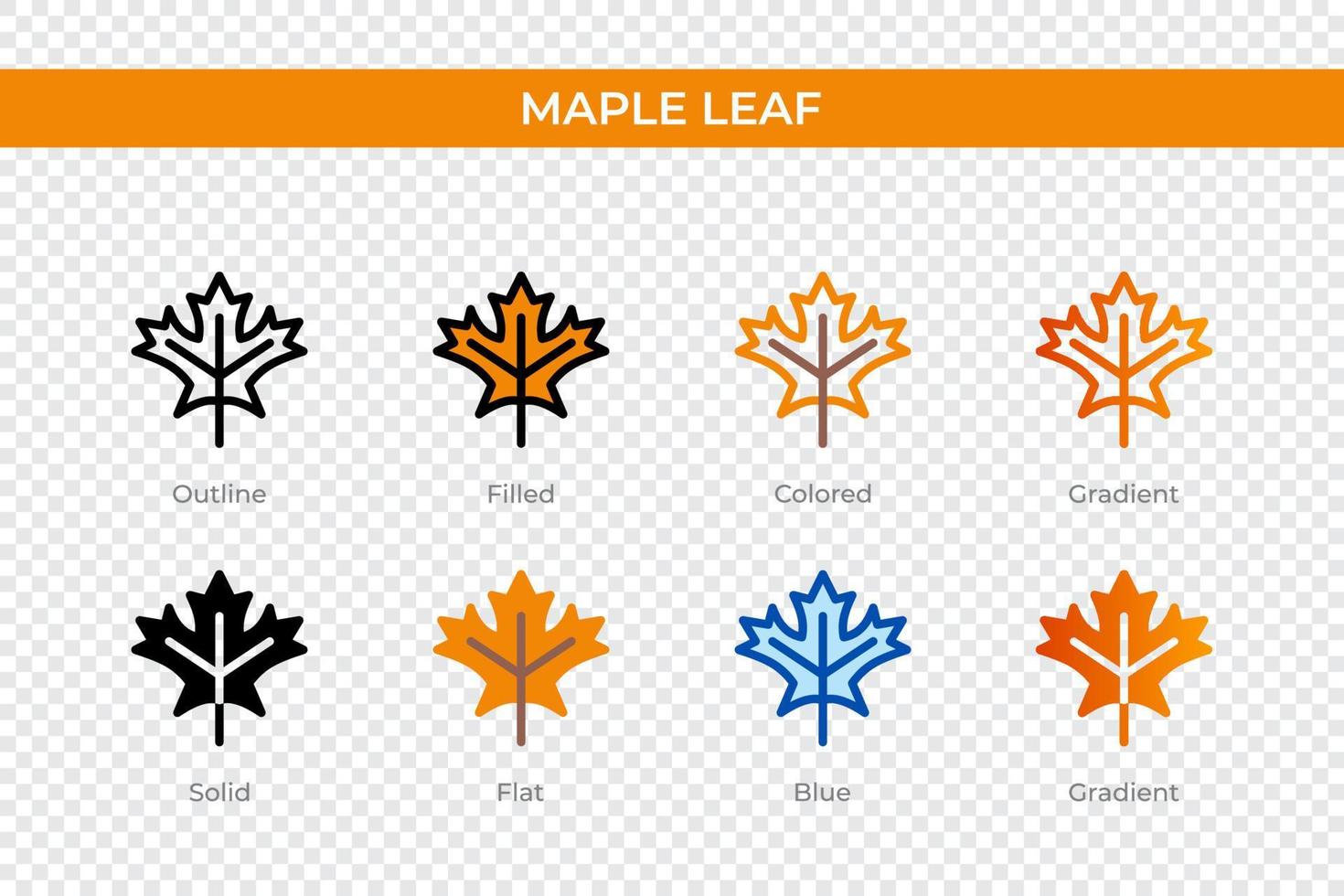 maple leaf icon in different style. maple leaf vector icons designed in outline, solid, colored, filled, gradient, and flat style. Symbol, logo illustration. Vector illustration