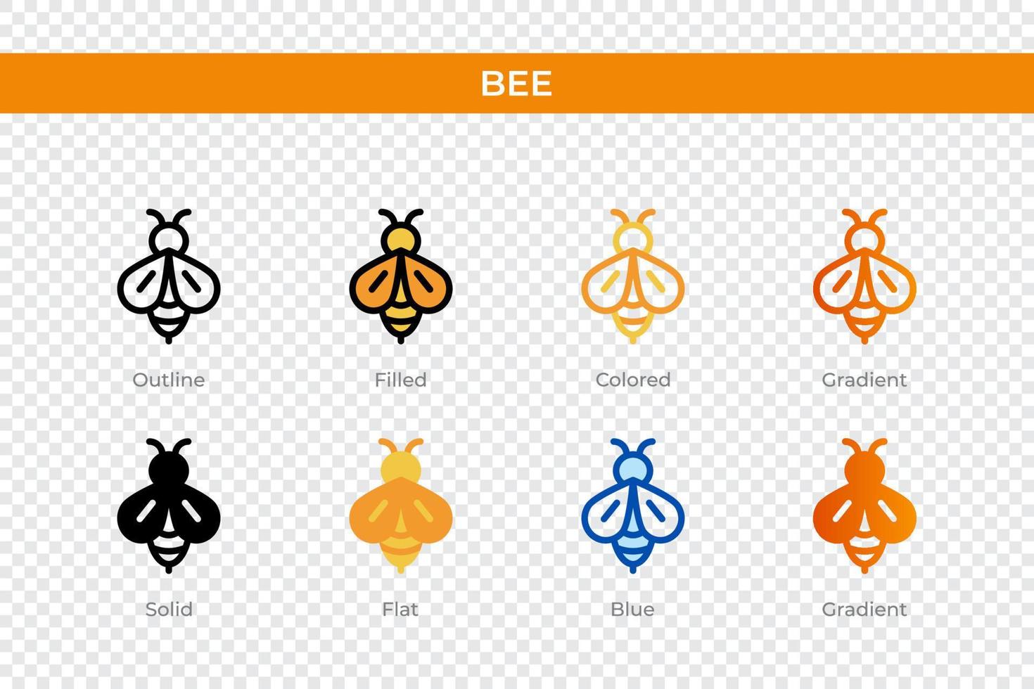 icono de abeja en un estilo diferente. iconos de vector de abeja diseñados en estilo de contorno, sólido, coloreado, relleno, degradado y plano. símbolo, ilustración de logotipo. ilustración vectorial